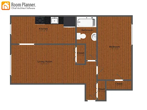 Floor plan Large 1 Bed 1 Bath