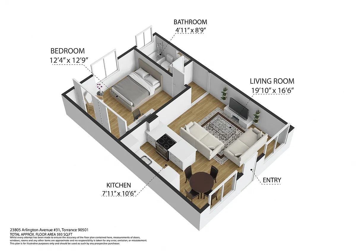 Floor plan 1 Bedroom, 1 Bathroom