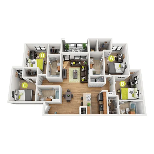 Floor plan 4 Bedroom 4 Bath Upgraded