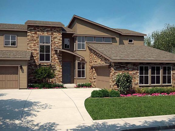 Rendering of Residence 6002 Mountain Rustic Style Exterior - Colors will vary on actual home.