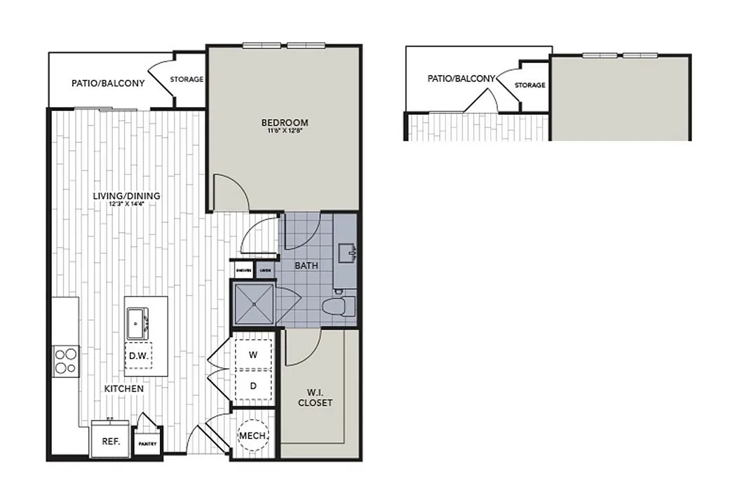 Floor plan A4.2 - One Bedroom, One Bathroom