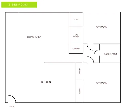 Floor plan 2 Bedroom/1 Bathroom