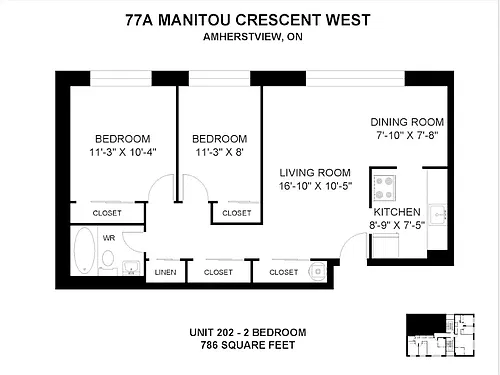 Floor plan 2 Bedroom 2 Bed 1 Bath