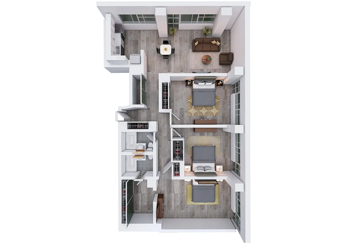Floor plan Renovated 3 Bed 2 Bath_1290