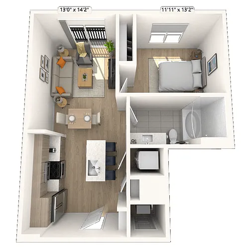 Floor plan A2 1x1 625 SF