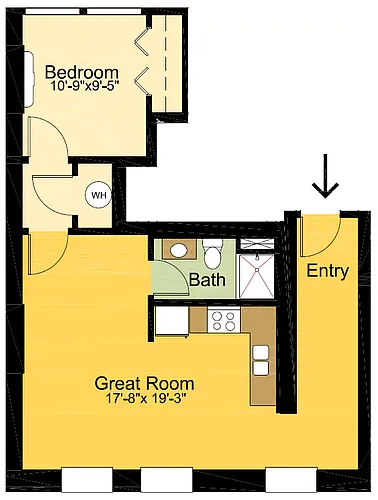 Floor plan 1 Bedroom - 1 Bathroom