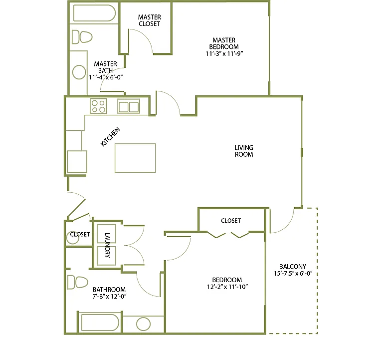 Floor plan 2 Bed/2 Bath-C-7
