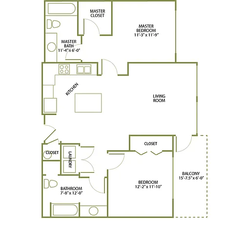 Floor plan 2 Bed/2 Bath-C-7