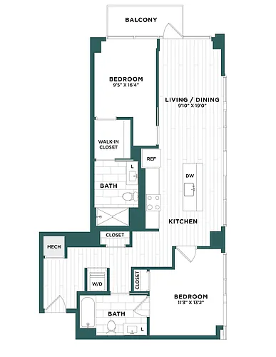 Floor plan 2 Bed/2 Bath-F3