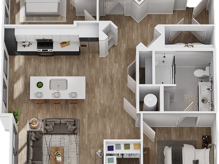 Explore this contemporary floor plan designed for modern living, featuring spacious rooms and stylish interiors. Explore this contemporary floor plan designed for modern living, featuring spacious rooms and stylish interiors.