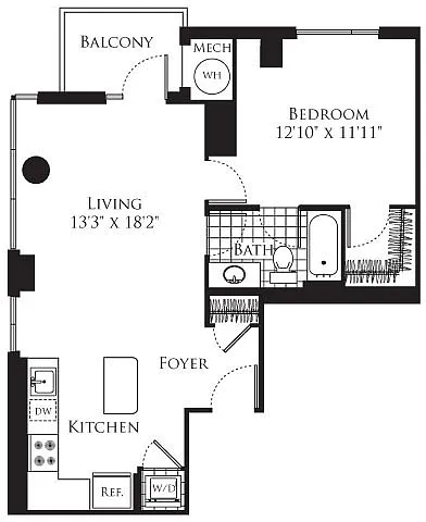 Floor plan 1 Bedroom- 756