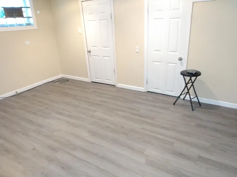 Large bedroom in basement has lots of closet space and private toilet - rented