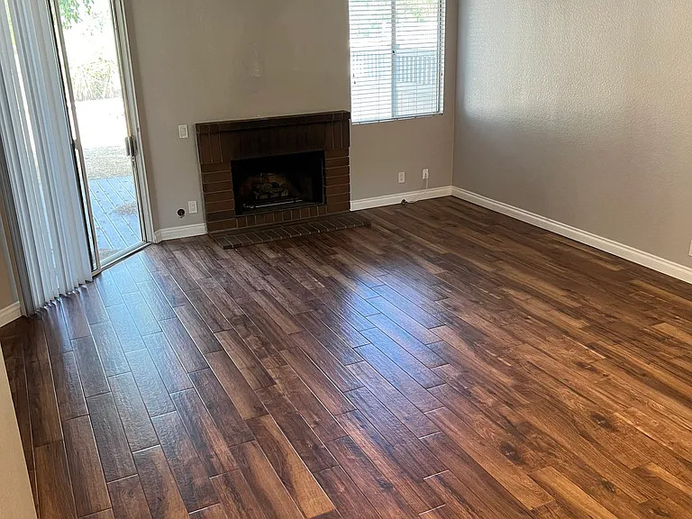 Living Room with Fireplace without furniture