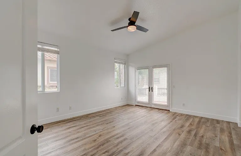 Master bedroom has a large balcony