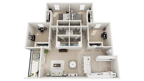 Floor plan 2BD + Den/2BA Unfurnished Premium