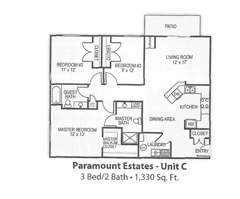 Floor plan 3 Bed - 2 Bath