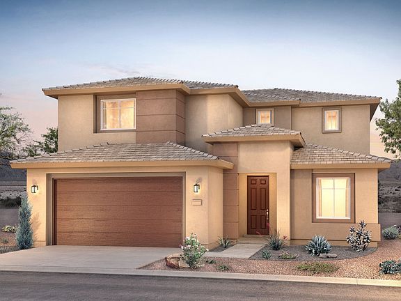 Two-story Yucca shown in Elevation C with different stucco colors for a modern design.