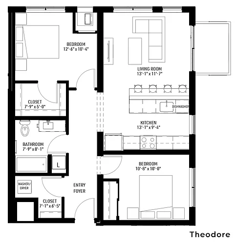 Floor plan Theodore - 60% AMI