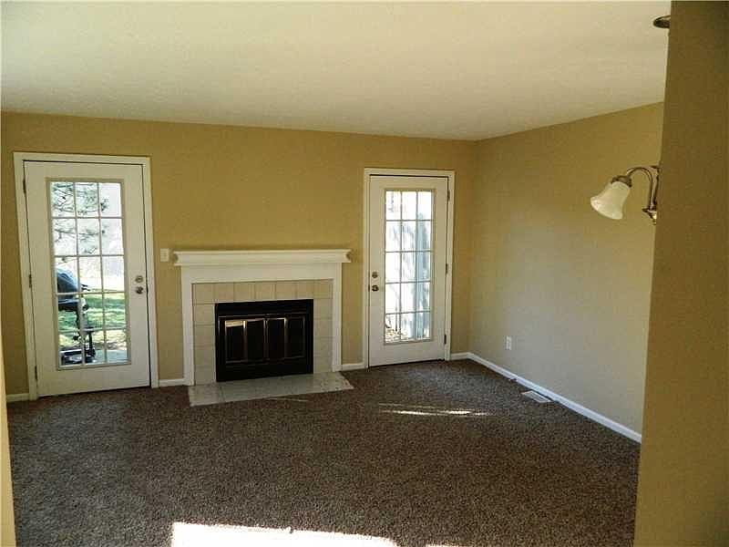 living room with fire place
