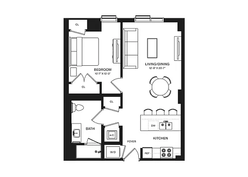 Floor plan 1 Bed/1 Bath-A2