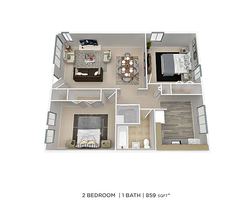 Floor plan Two Bedroom - 859 sqft