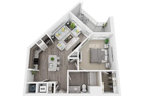 Floor plan 1C2 1 Bedroom 1 Bath