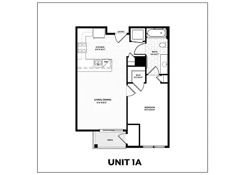 Floor plan 1 Bed/1 Bath-1A