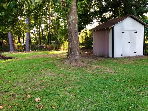 Backyard with storage shed