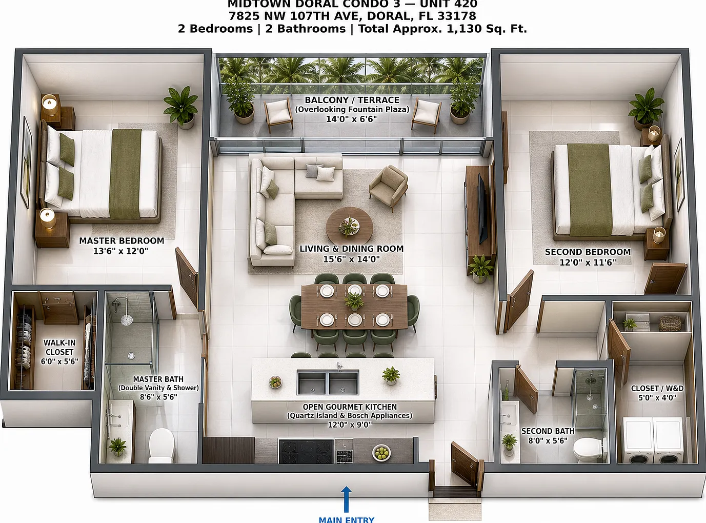 2 bed, 1130 sqft, $3,150 — Photo 3