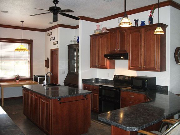 Kitchen Stove, hutch and island view