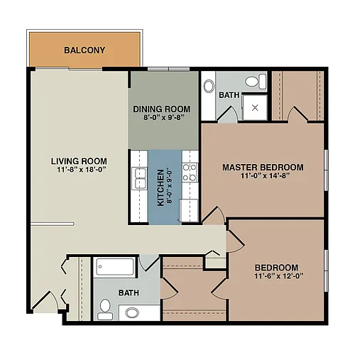 Floor plan 2E - 2 Bedroom