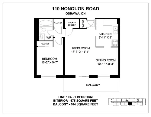 Floor plan 1 Bedroom 1 Bed 1 Bath 2