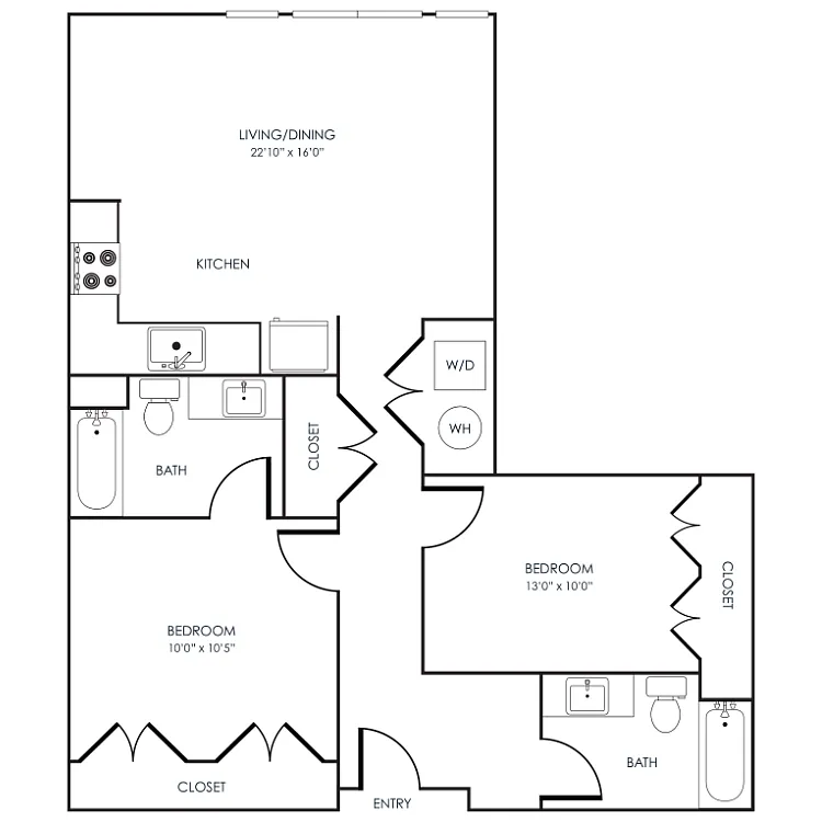 Floor plan 2 Bedroom 22F