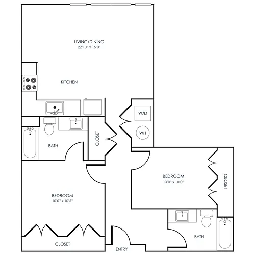 Floor plan 2 Bedroom 22F