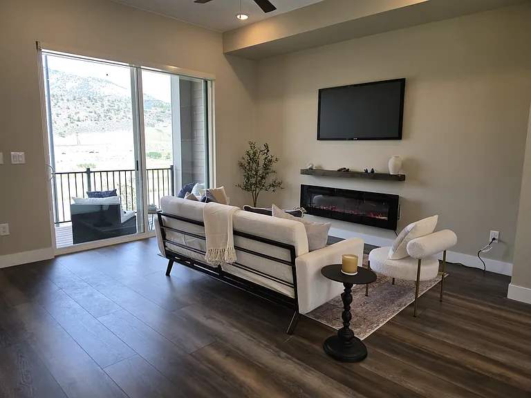 Living room -- electric fireplace and mantle included
