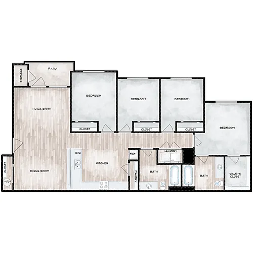 Floor plan 4 Bed 2 Bath