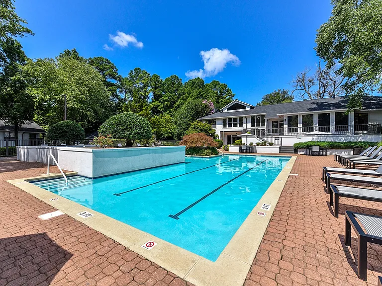 Large pool with lounge seating