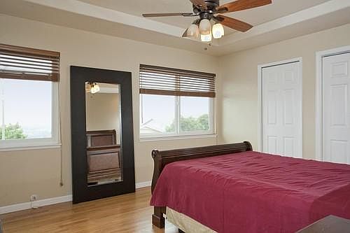 Two walk-in closets in the master bedroom