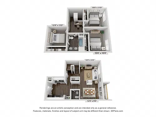 Floor plan 3 Bed | 1.5 Bath Townhome