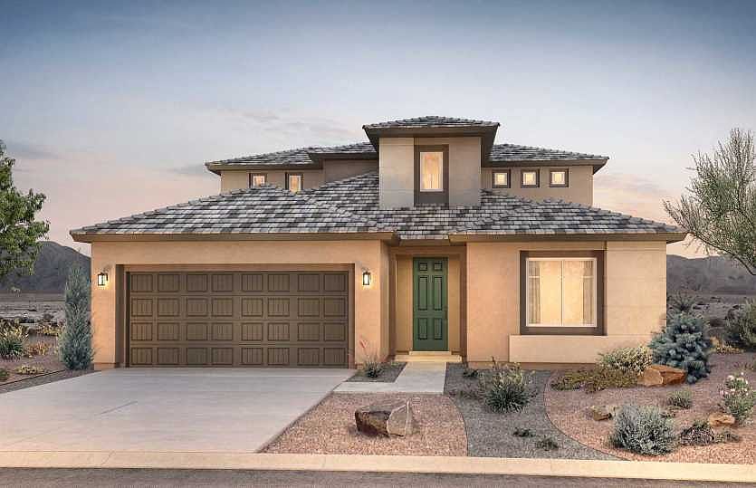 The home exterior option C of the Carissa includes accented designer features.