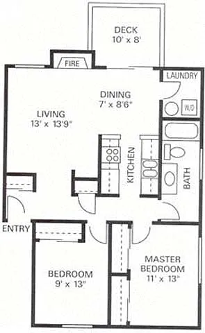 Floor plan 2B 1B