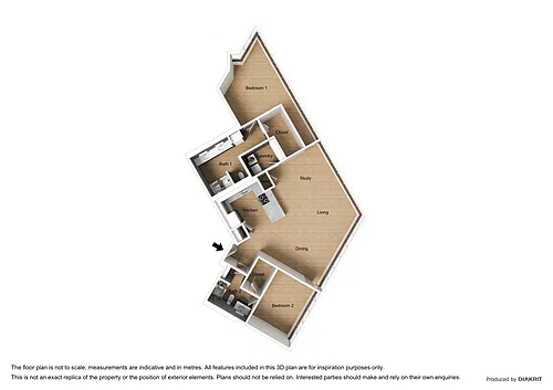 Floor plan East - 2 Bed, 2 Bath