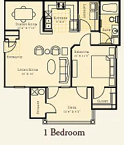 Floor plan 1 bedroom deck