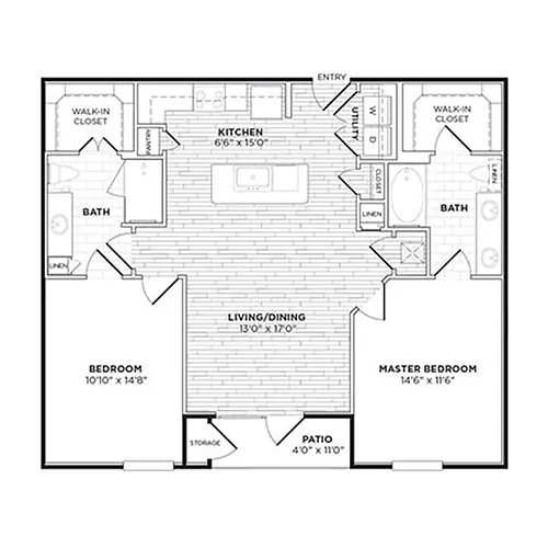 Floor plan B1A - Two Bedroom