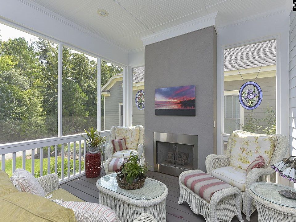 Screen Porch with Cozy Fireplace