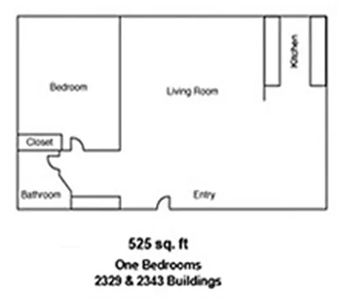 Floor plan 1 Bedroom 1 Bath w/Private Entrance (sm)