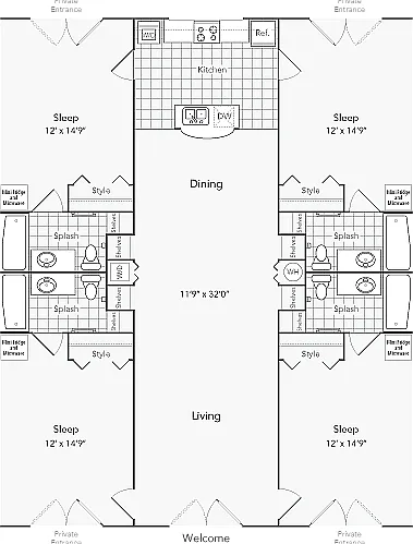 Renegade Upgraded Furnished 4x4 Floorplan Renegade Upgraded Furnished 4x4 Floorplan