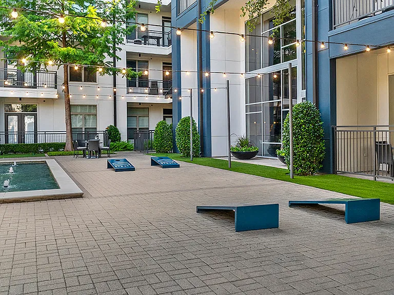 Poolside games and seating