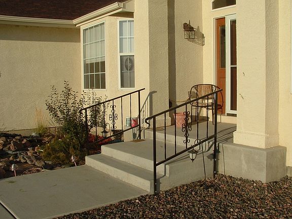 Front porch and water feature