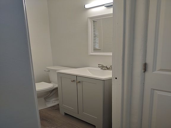 Bathroom with sleek vanity